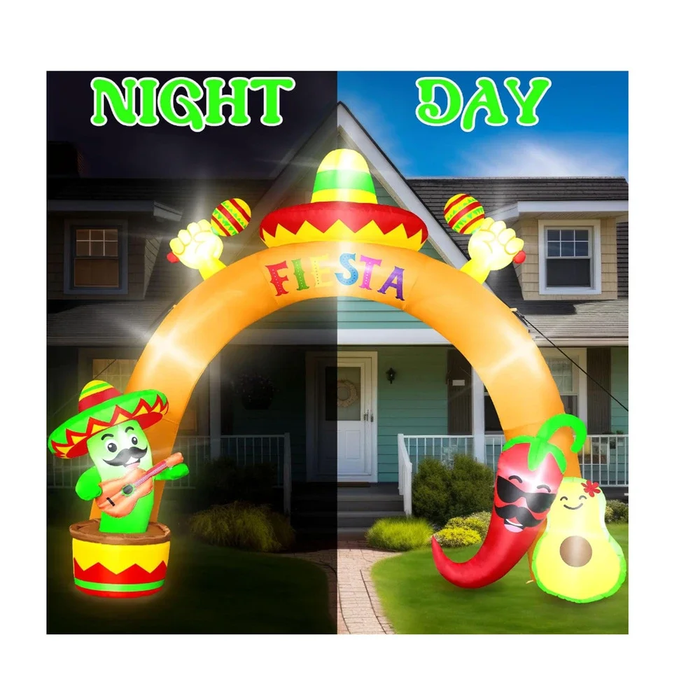 12FT Long Cinco De Mayo Inflatable Arch Mexican Fiesta Cactus Pepper Avocado New